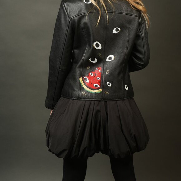 Bubble Hem Black Party Dress by Studio 75 with V-Neck and A-Line, Size S - Picture 6 of 13